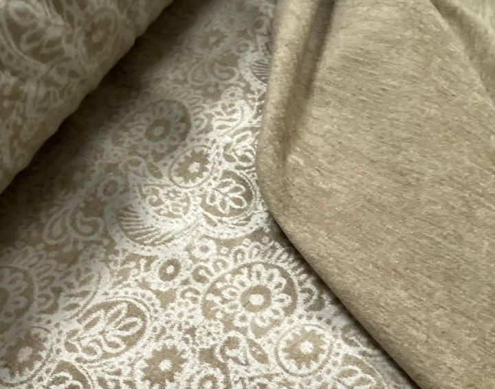 Chenilla estampado reversible beige