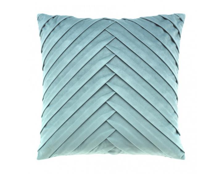 COJÍN TERCIOPELO CHEVRON 45x45 AGUA