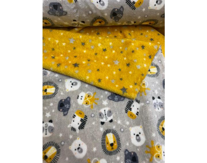 Coralina reversible muñecos/estrellas amarillo mostaza